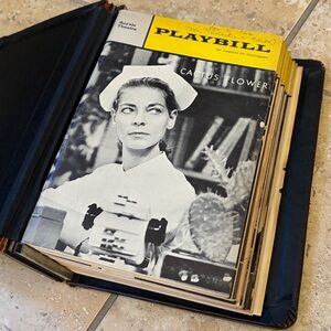 Black Leather Playbill Book Holder & 17 Vintage Playbills